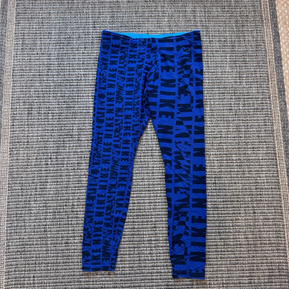 Nike Blue And Black Printed Leggings